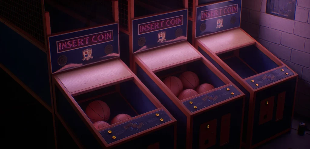 Arcade basketball machines environment